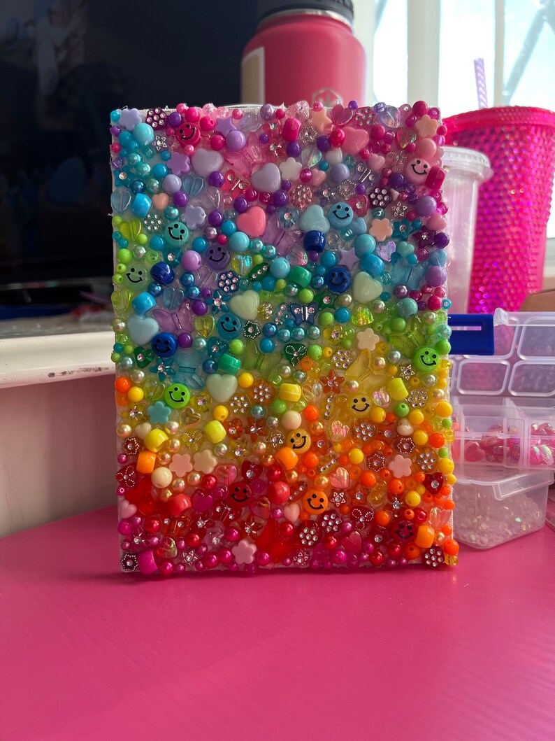 Rainbow Beaded Wall Art on a 5x7 Canvas Board Original Etsy