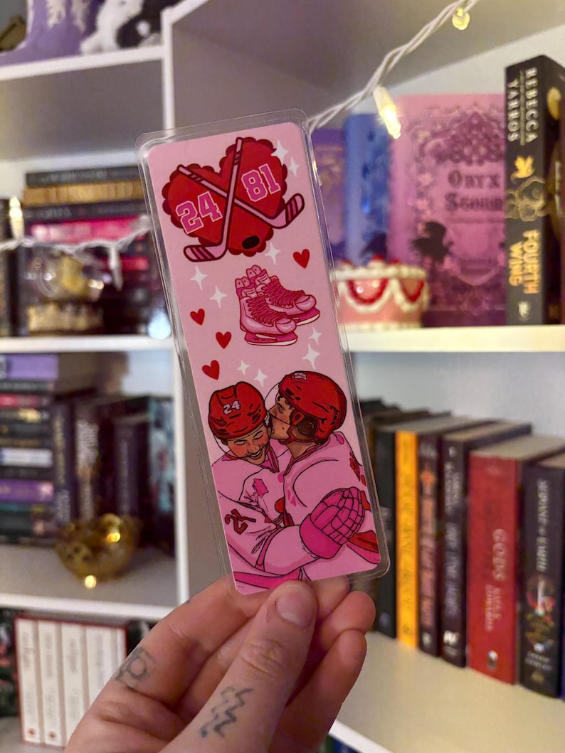 Heated Rivalry HUDCON Hockey Romance LGBTQ+ Laminated Bookmark - Hand Drawn & Handmade image 8