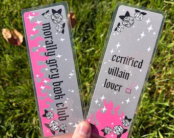 Morally Grey Book Club Laminated Bookmark - Hand Drawn & Handmade