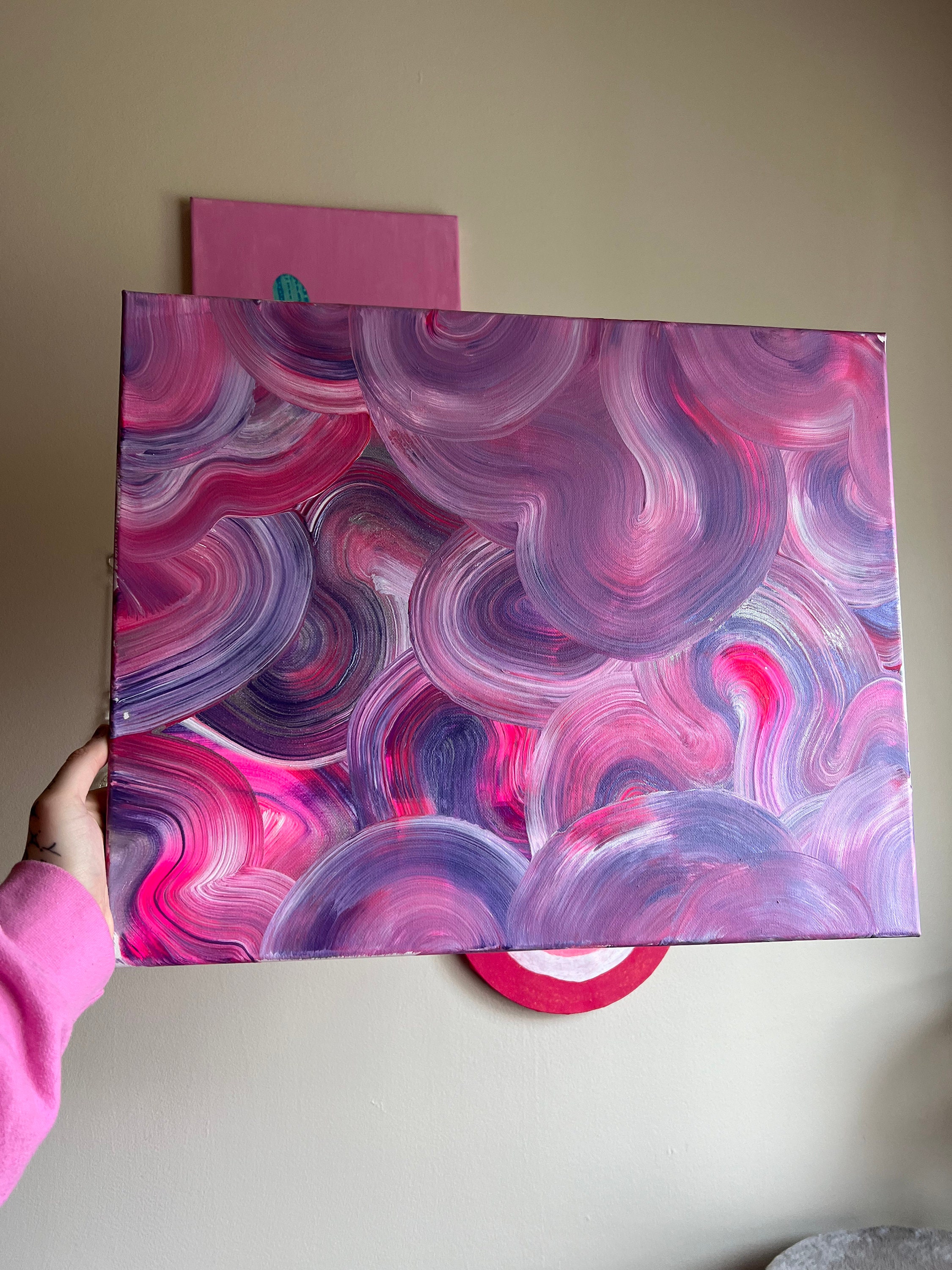 Original Neon Purple Acrylic Swirl Painting 