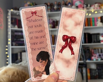 Segnalibro laminato con pizzo romantico di Cime tempestose - Disegnato e realizzato a mano