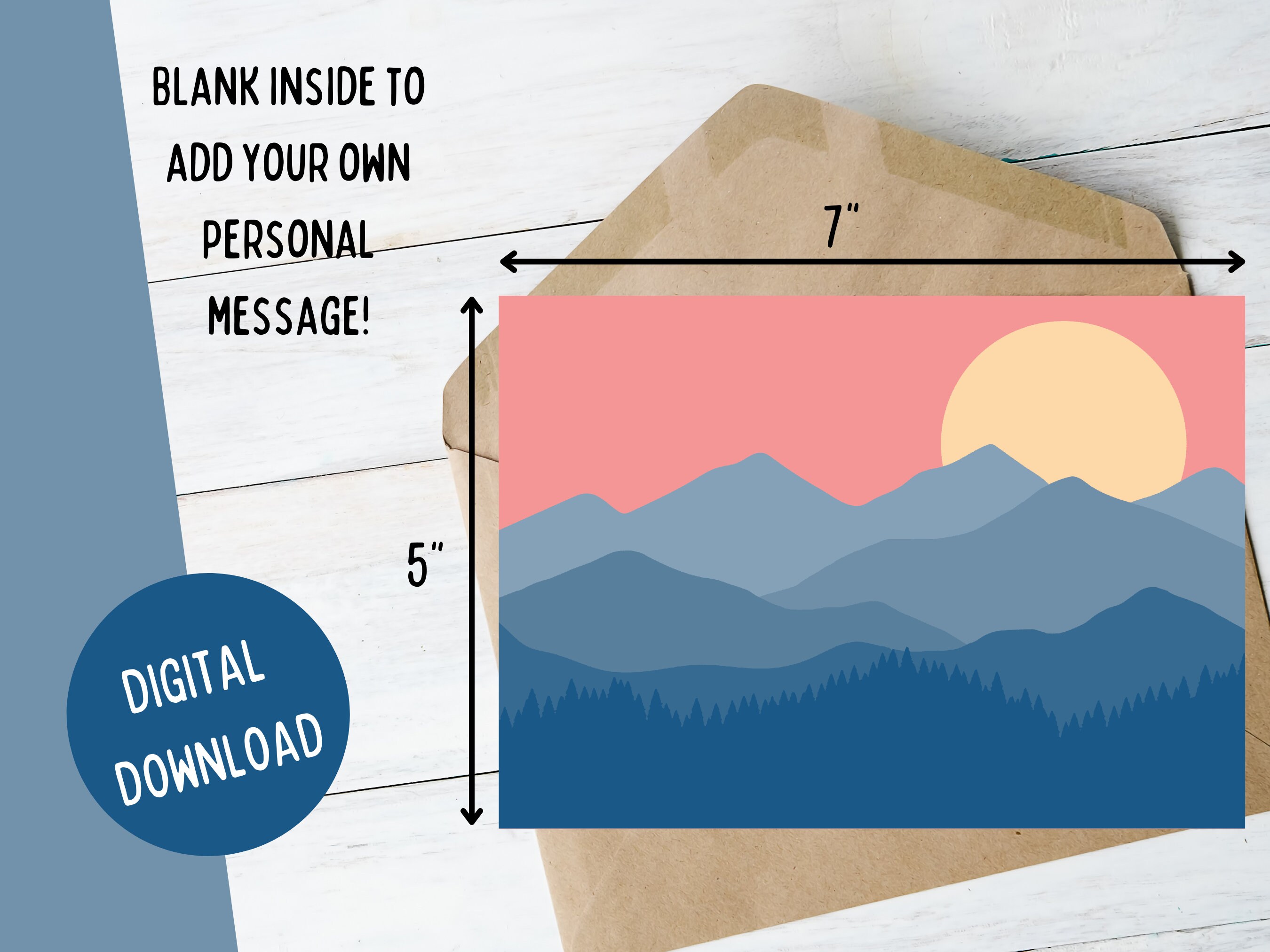 Printable Blank Mountain Card, All Occasions Card, Blank Printable Card ...