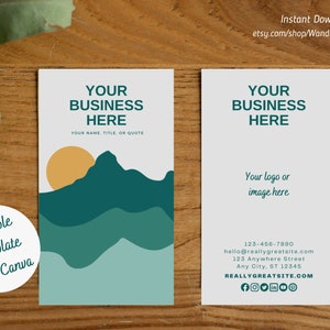 Business Card Template, Editable Canva Template, Mountain Business Card Design, DIY Business Cards Printable, Abstract Mountain Card