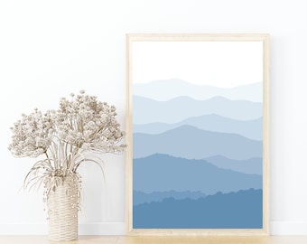 Blue Ridge Mountains Print, Blue Ridge Mountains Wall Art, Blue Ridge Poster, Minimalist Mountain Art, Digital Download, Travel Poster, Hike