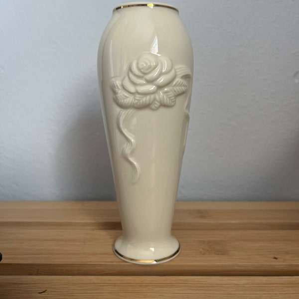 Lenox Gold Rimmed Floral Vase 6”