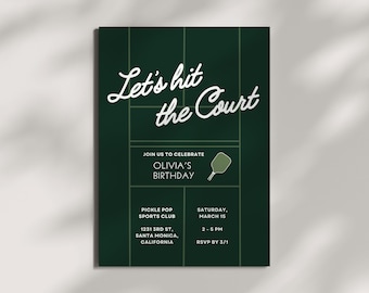 Pickleball Birthday Party Invitation: Minimalist Editable Canva Template (Digital Download)
