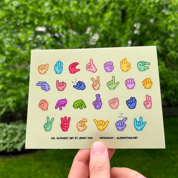 Colourful ASL Alphabet Sticker Sheet