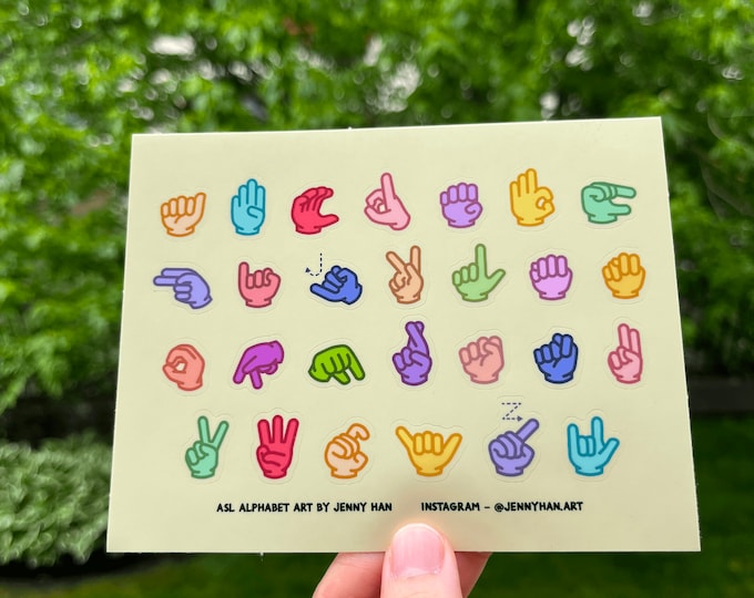 Colourful ASL Alphabet Sticker Sheet - Etsy