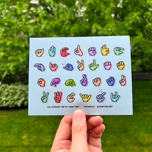 Feuille d'autocollants de l'alphabet abstrait ASL