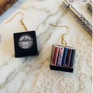 Bookcase Earrings ,Miniature Book Earrings for Book Lovers ,Bookish Gift,Cottagecore Reading Jewelry