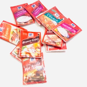Miniature seasoning  Mix , Random Variety of 4 pieces pack, dollhouse seasoning, miniature seasoning bag