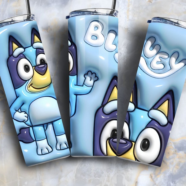 Envoltura de vaso de dibujos animados de 20 oz, diseño de envoltura de sublimación de perro azul, envoltura de paquete, envoltura de vaso de perro azul, envoltura de sublimación recta de 20 oz PNG