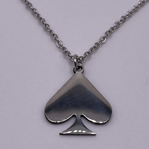 Spade Necklace Silver Tone Spade and Chain. for QOS/ Queen of Etsy