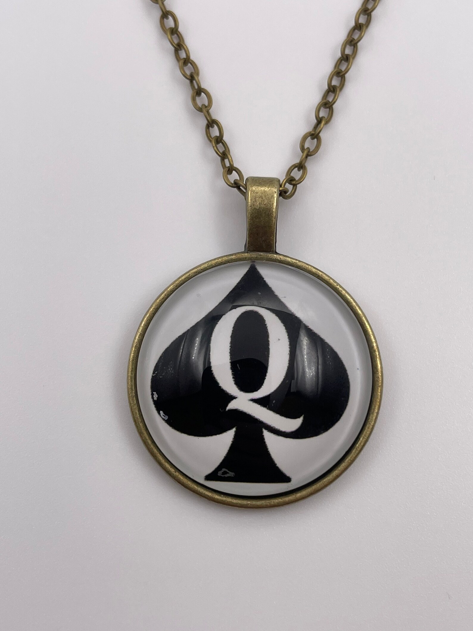 QOS NECKLACE With Queen of Spades Pendant. Glass Pendant With Etsy