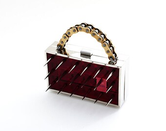 BLOOD Womens Clutch Borsa Borsa a Mano Spikes