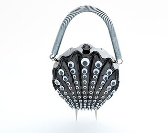 EVIL EYE - SHELL Womens Clutch Borsa a mano Spikes Eyes