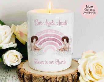 Twin Girl Miscarriage Memorial Tea Light Holder - Memory Candle