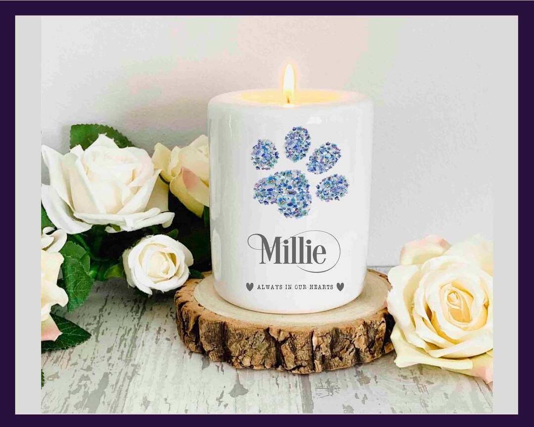 Pet Paw Print Memorial Tea Light Holder Memory Candle Etsy