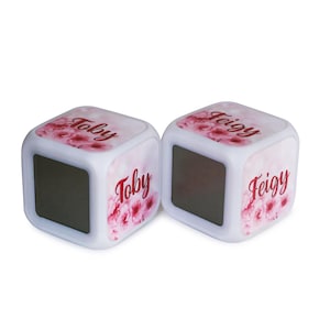 Panache Personalised Alarm Clock – Custom LED Cube with Photos or Sayings | Mood Lights | Digital Time, Date & Temp Display