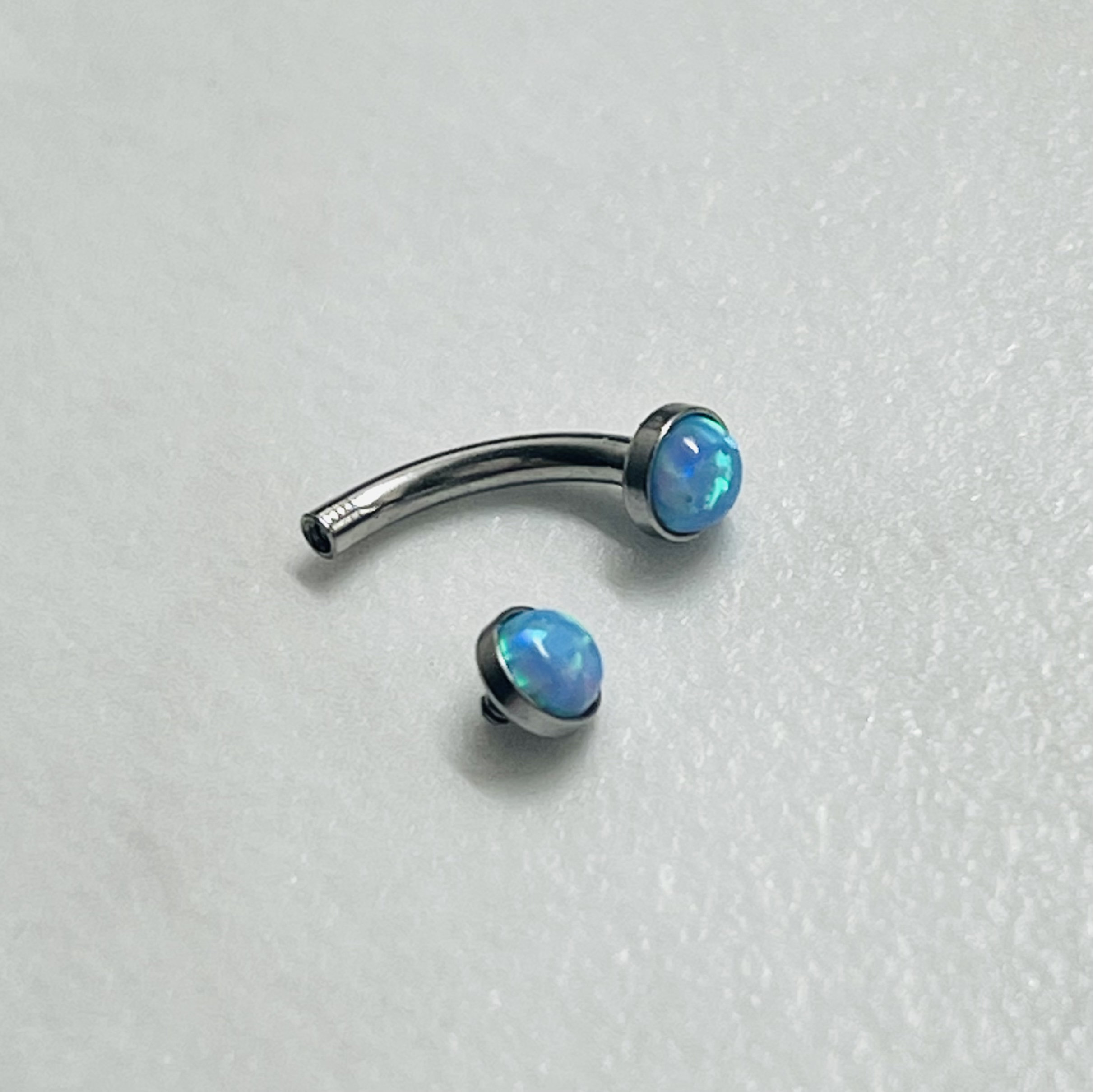 Turquoise Rook Piercing Barbell 16g Vertical Labret Curved Bar Titaniu