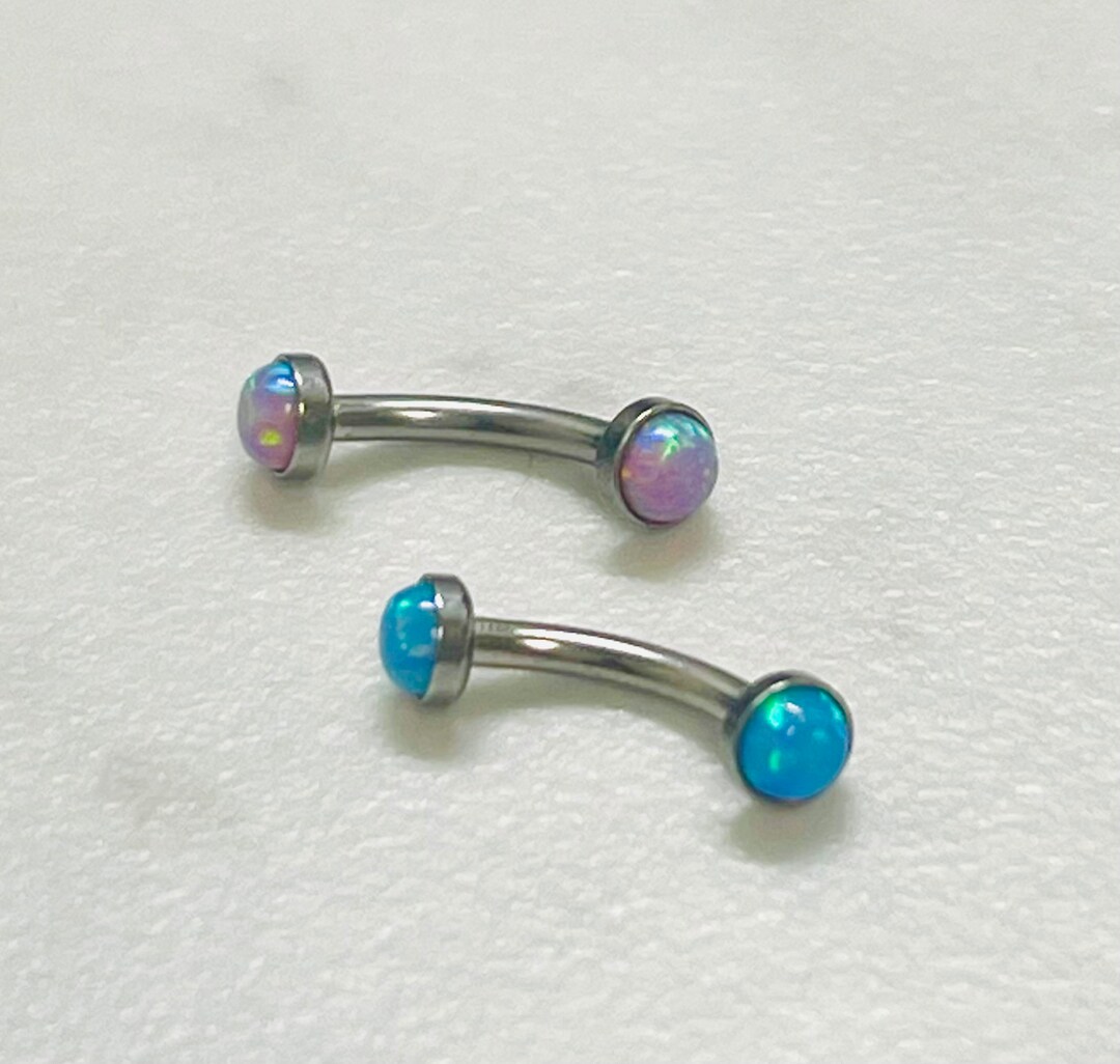 Turquoise Rook Piercing Barbell 16g Vertical Labret Curved Bar Titaniu