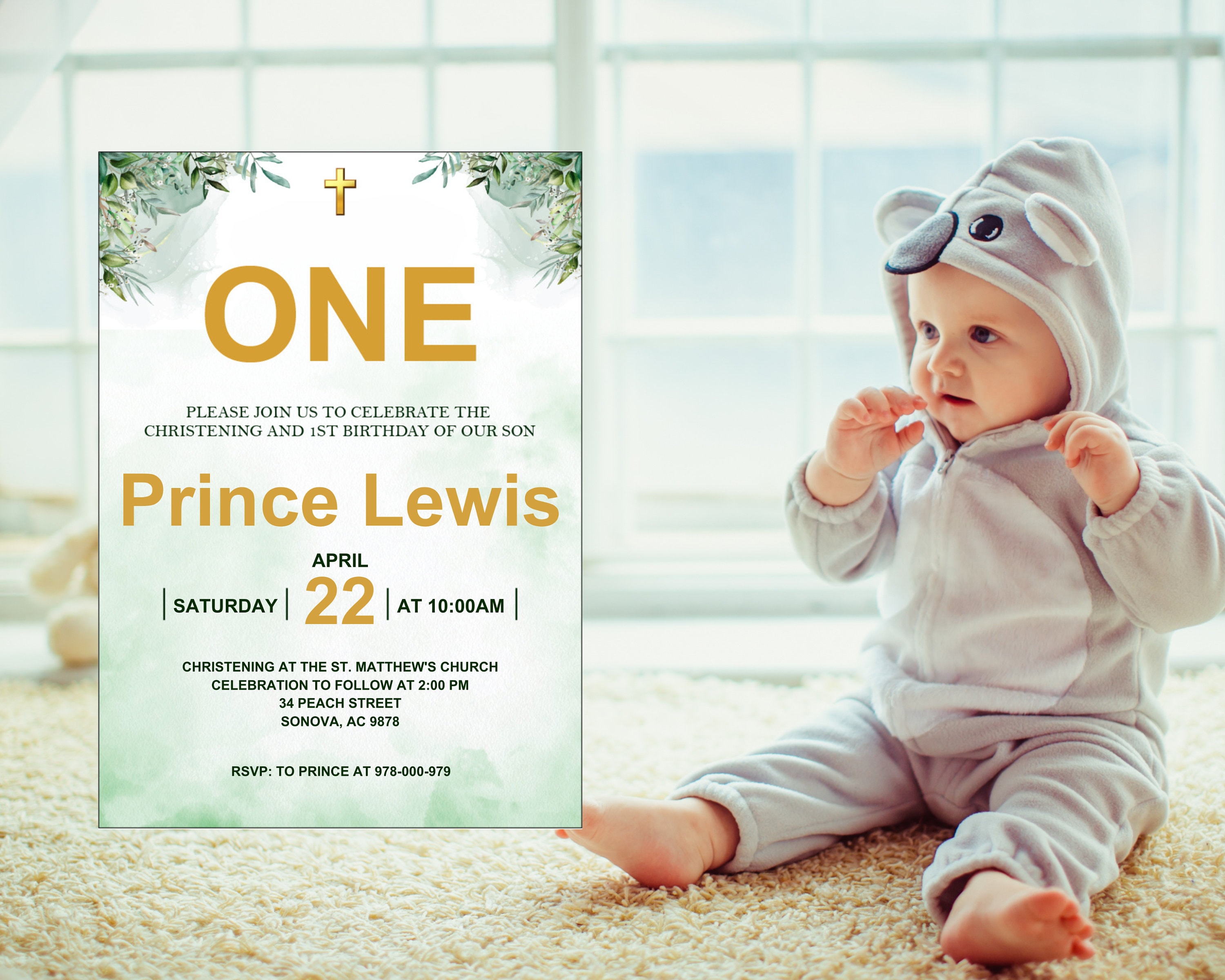 Christening and 1st Birthday Invitation Christening First Etsy