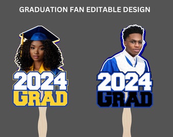 Conjunto de 6 paquetes de abanicos de graduación con plantilla de maqueta de Canva / Fans de graduación de bricolaje personalizables, plantilla de abanico de graduación de Canva,