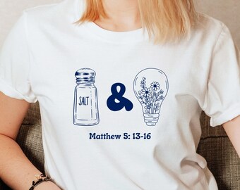 Salt and light of the world shirt, Matthew 5: 13-16 tee, Christian t-shirt, Bible verse shirt, Jesus shirt, Christian apparel, Church shirt