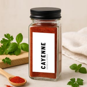 Spice Jar Labels Set of 48, Waterproof Vinyl, Black or White, French or English, Modern Kitchen Organization, Minimalist Style