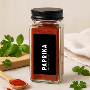Waterproof Spice Labels Set of 48, Black or White, French or English, Modern Pantry Organization, Minimalist Kitchen Decor