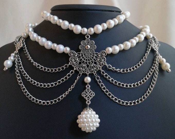 Y2k Pearl Choker Fairycore Necklace Victorian Collar Choker - Etsy
