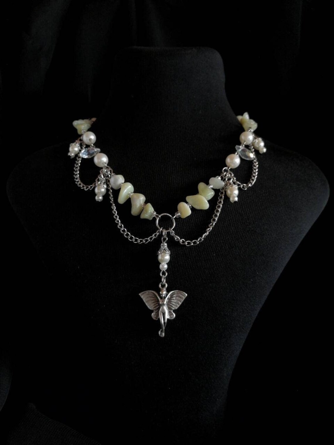 Dainty Crystal Necklace Fairycore Jade Pendant Y2k Jewelry - Etsy