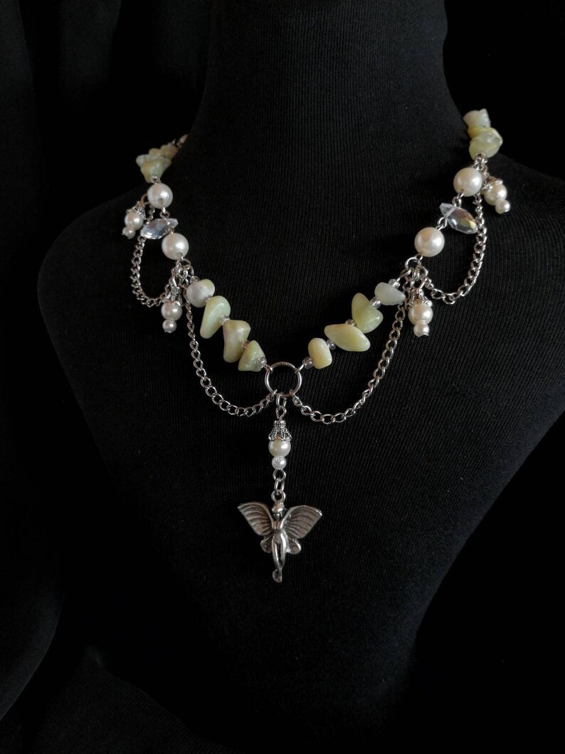 Dainty Crystal Necklace Fairycore Jade Pendant Y2k Jewelry - Etsy