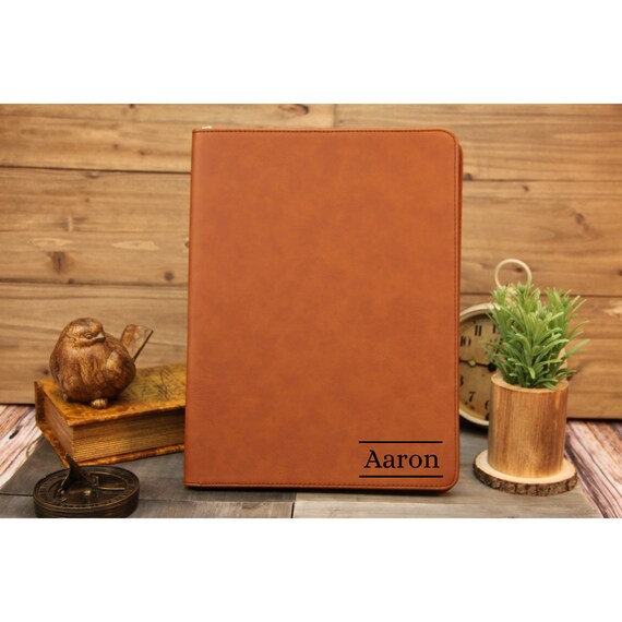 Personalized Zipper Leather Portfolio Business Portfolio Etsy