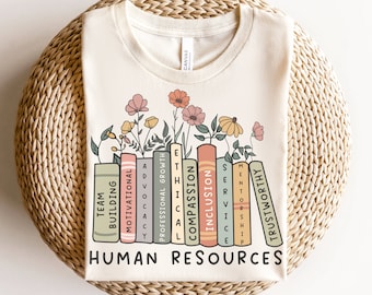 Human Resources Shirt | Floral Book Spine Design, HR Gift