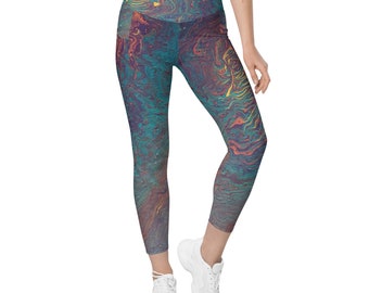 MRose Art The Fire Within Original Abstract Art Inspired Leggings with pockets