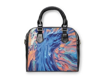 Sac à main inspiré d'art original MRose Art, sac à bandoulière d'artiste, sac à main peint, fourre-tout de créateur, sac à main unique, sac à main porté épaule, sac en bandoulière