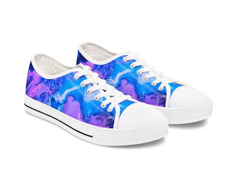 MRose Art Original Art Inspired Vibrant Abstract Low Top Sneakers, Colorful Artistic Shoes for Casual Outing, Street Style, Comfortable Walk