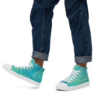 MRose Art Oceanic Original Abstract Art Inspired Men’s High Top Canvas Shoes