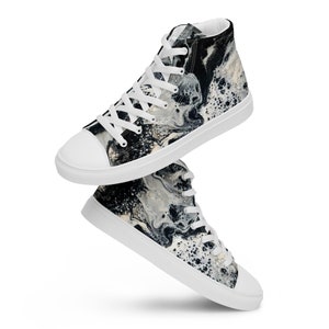 MRose Art Black and White Lace Women’s high top canvas shoes