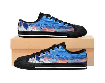 MRose Art Original Abstract Vibrant Women's Sneakers, Stylish Casual Shoes, Unique Art Sneakers, Everyday Comfort, Trendy Footwear