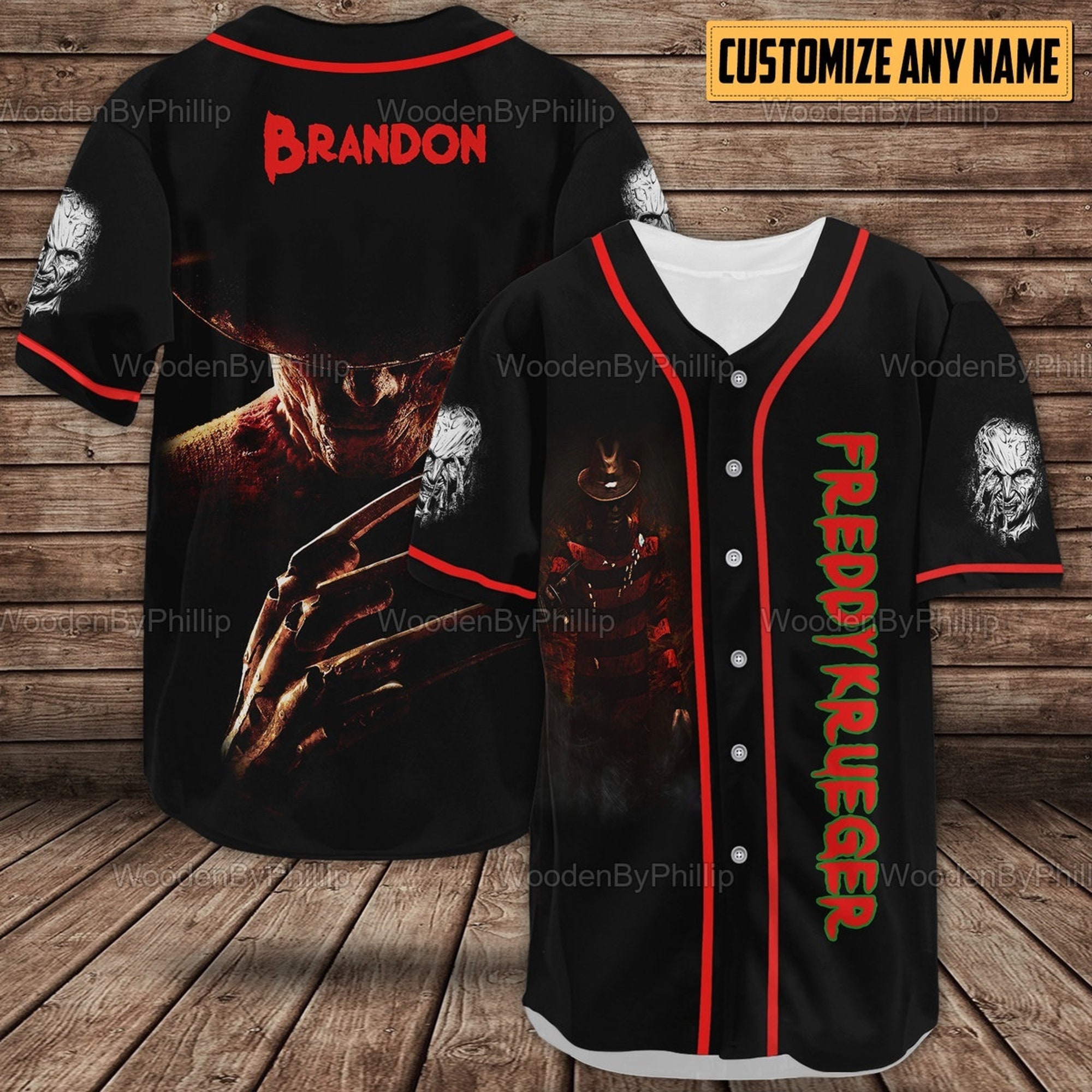 Freddy Krueger Baseball Shirt, Personalized Name Freddy Krueger Baseball Jersey