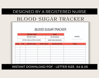 Blood Sugar Tracker Printable | Diabetes Log (PDF)