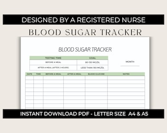 Blood Sugar Tracker Printable | Diabetes Log (PDF)