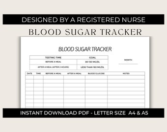 Blood Sugar Tracker Printable | Diabetes Log (PDF)