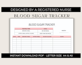Printable Blood Sugar Tracker | Diabetes Log (PDF)