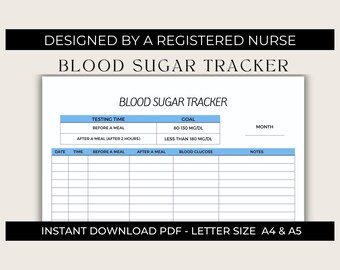 Blood Sugar Tracker Printable | Diabetes Log (PDF)