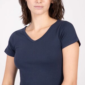 High Quality, Classic Organic Pima Cotton V-Neck T-Shirt Women's image 2