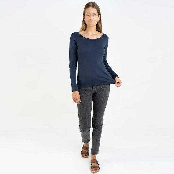 Premium Quality Organic Pima Cotton Scoop Neck Long Sleeve - Women's