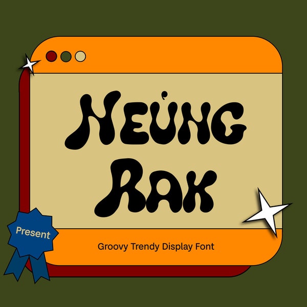 Neung Rak - Wavy Groovy Font 80s Retro Font Y2K Font for Branding Modern Bold Font Cricut Font Canva Font Procreate Font